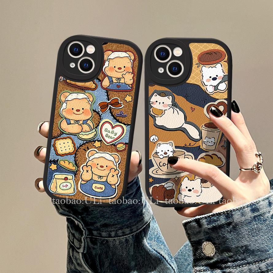 烘焙小屋适用opporeno12/11pro手机壳k12x小羊皮Findx7小众a97创意A3活力版/R17复古真我GT6情侣一加ace3pro
