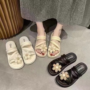 外貿(mào)沙灘鞋 新款 花朵拖鞋 女夏居家室內(nèi)防滑涼拖鞋 向日葵涼鞋