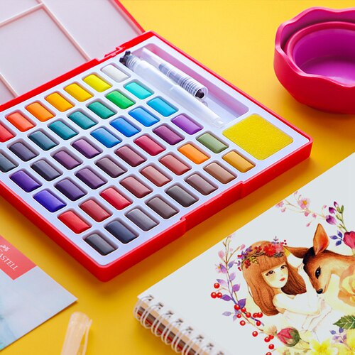 德国辉柏嘉固体水彩颜料套装24色初学者36色手绘颜料盒学生用48色