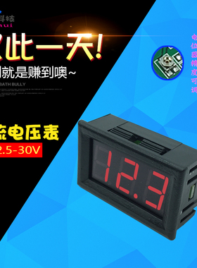 DV30两线电压表0.56寸 DC2.5-30V 数显直流电压表 6V 12V数字表