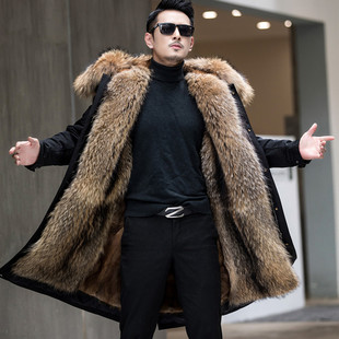 冬加厚高档海宁派克王皮草男士 派克服皮毛一体派克服男貂毛内胆貂
