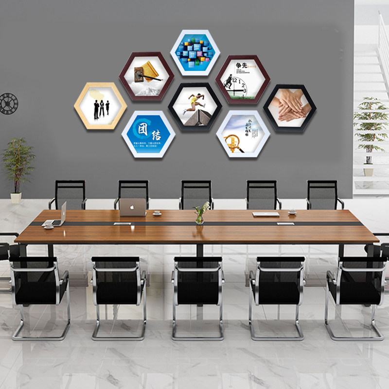 六边形框公司背景墙装饰办公室文化创意企业画框组合照片相框定制