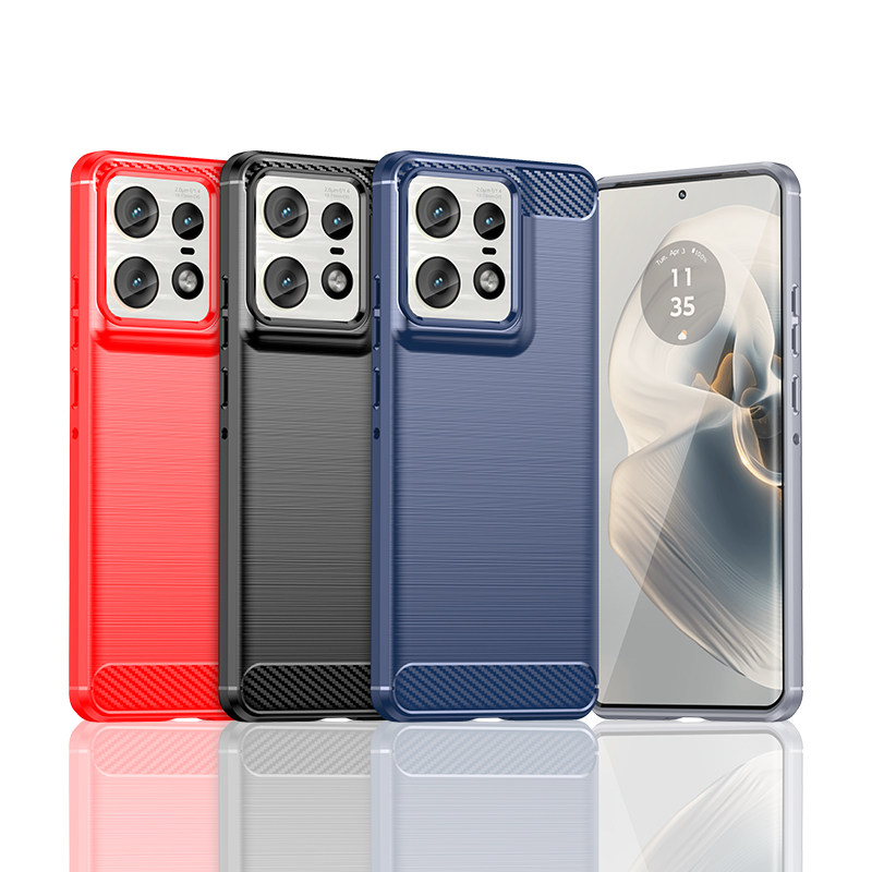 适用Motorola Edge 50 Pro手机壳Moto Edge 50 Pro简约拉丝碳纤维纹防滑防指纹全包边防摔保护套软壳