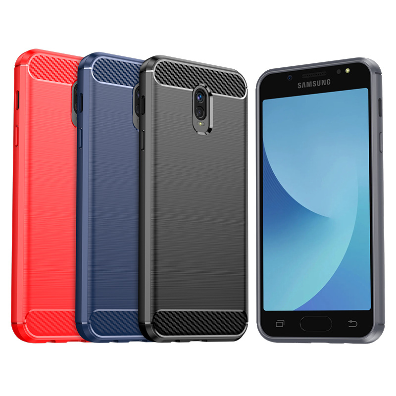 适用三星Galaxy J7 Plus手机壳三星J7+/C8保护套纯色拉丝防滑防指纹加厚全包边防摔软壳