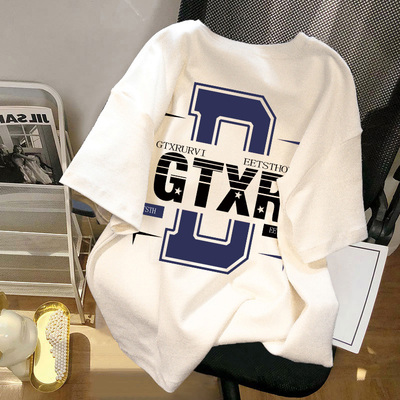 外贸出口日系简约阿美咔叽小众vintage古着感短袖T恤男女纯棉重磅