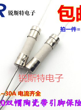 5x20MM 陶瓷保险丝管 带引线脚 F0.5A/1A/2A/5A/10A/30A 250V快断