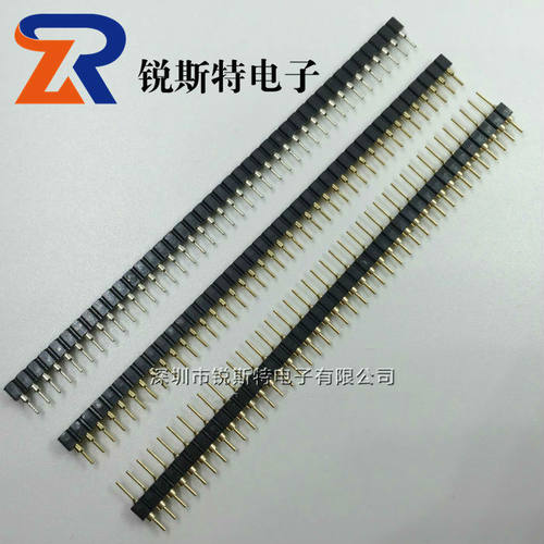 2.54 圆孔母座 1*40P 2.54MM 单排圆形排针 1X40PIN 镀金脚黄色
