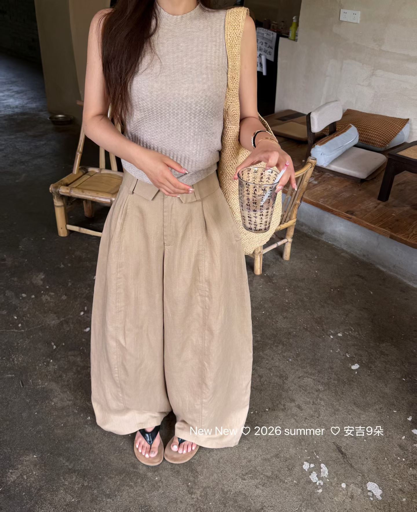 正品实拍2026夏季新款简约时尚气质百搭无袖冰丝针织背心上衣潮女