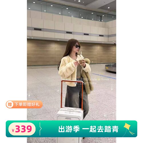 韩国东大门2025冬季新款韩版宽松休闲加绒加厚皮毛一体水貂毛外套