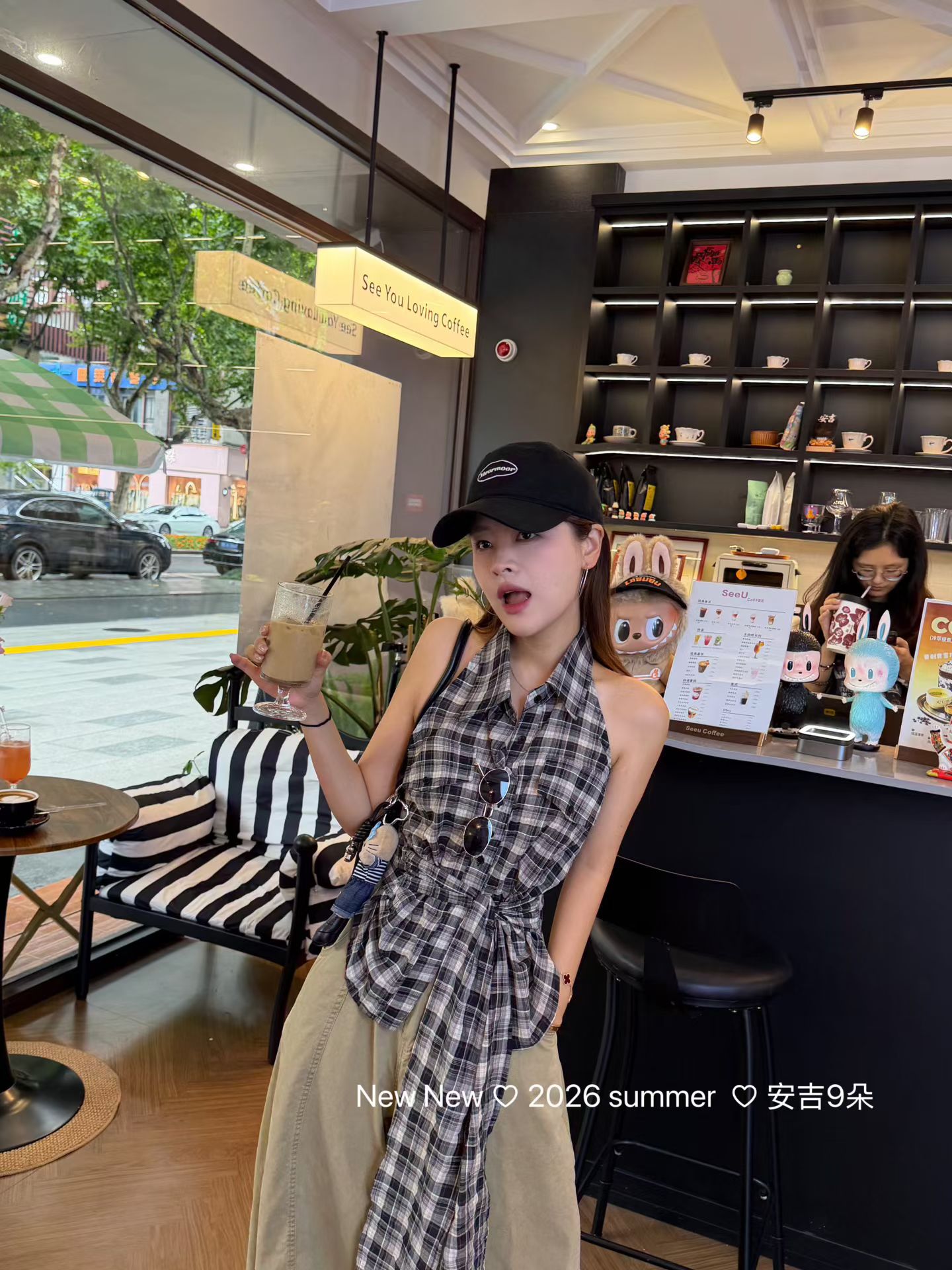 正品实拍2026夏季新款韩版百搭收腰显瘦绑带设计感无袖格子衬衫潮