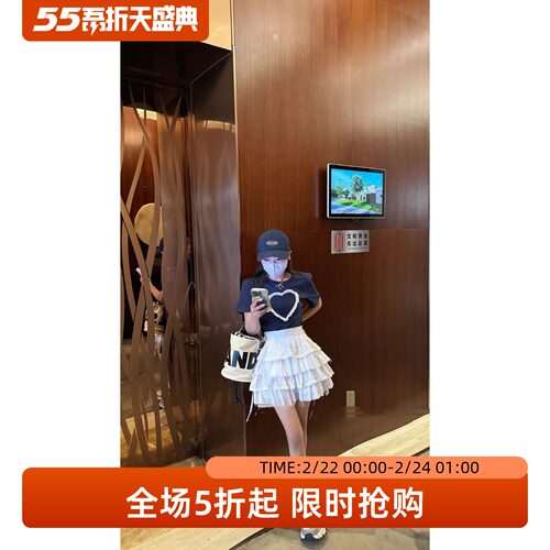 五折福利。  韩版设计感小众爱心刺绣短袖t恤女宽松百搭上衣ins潮