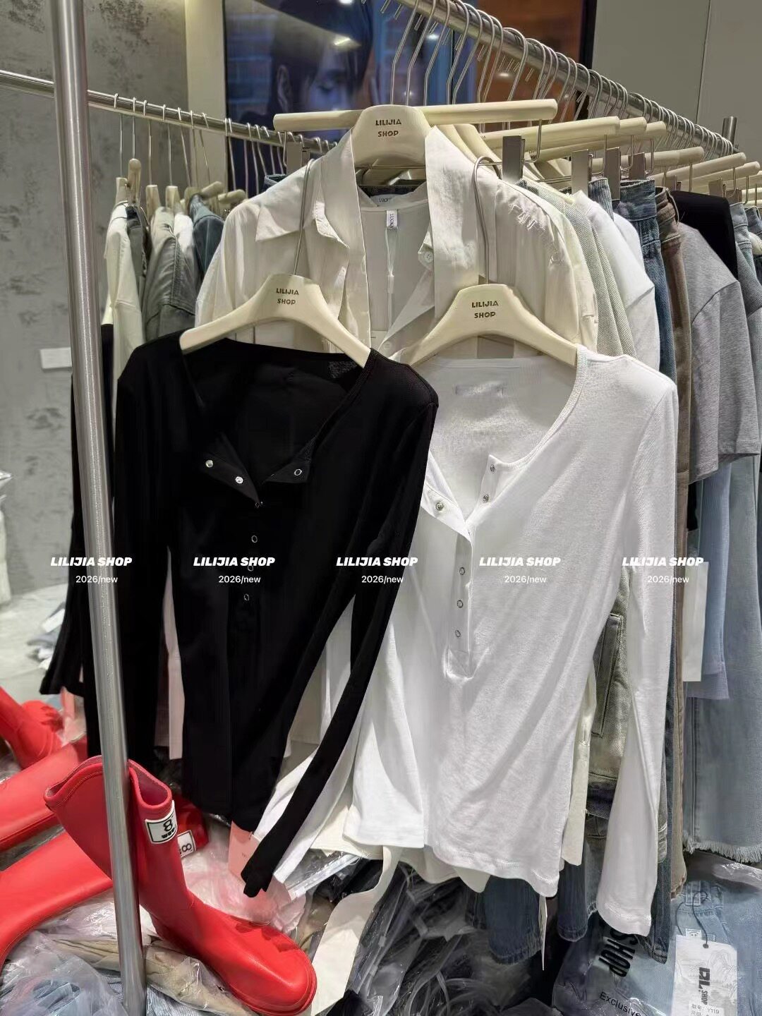 韩国东大门2026春季新款韩版宽松百搭休闲单排扣长袖T恤女上衣潮