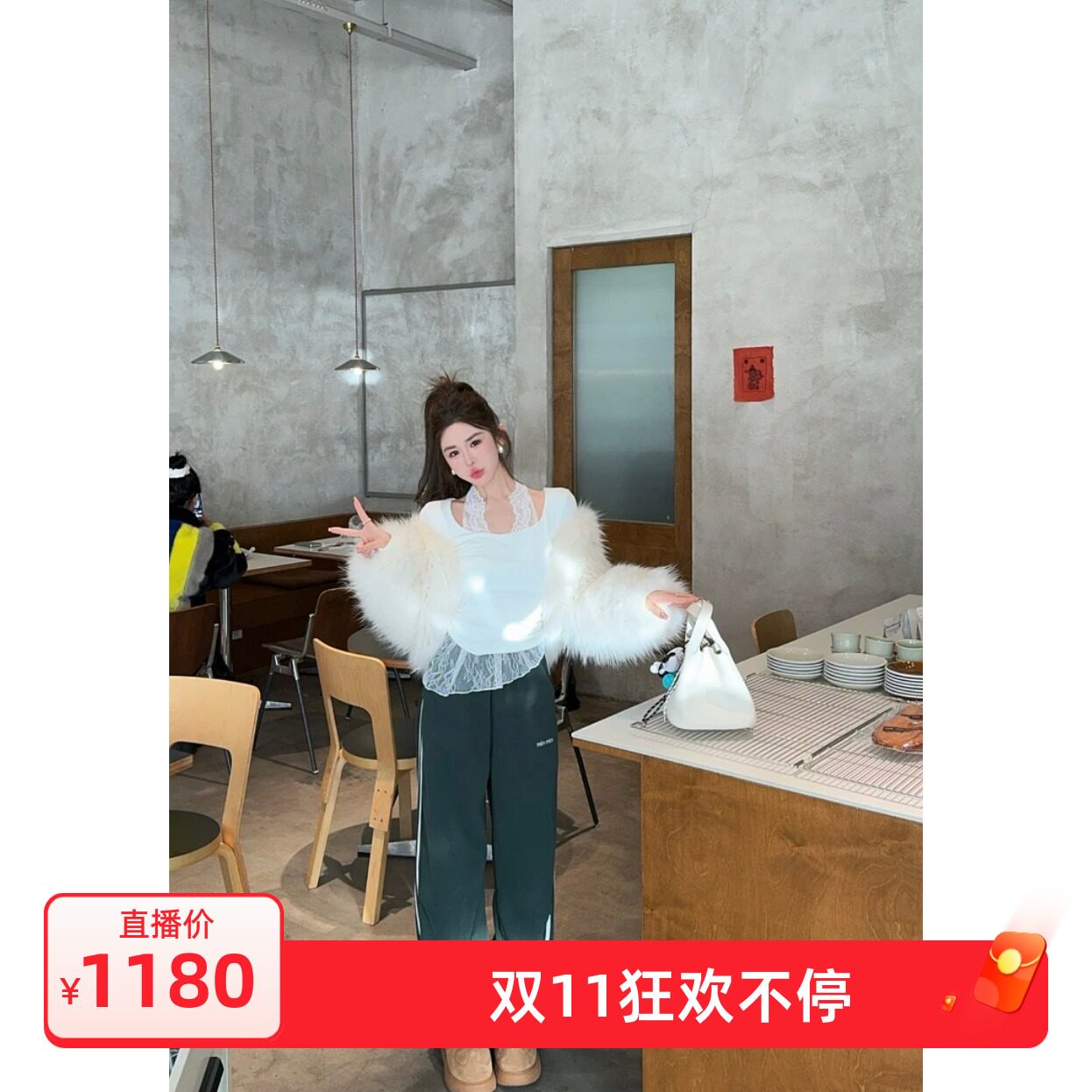 白色貉子毛双面编织草草外套女2025冬季新款加厚百搭洋气真毛皮草