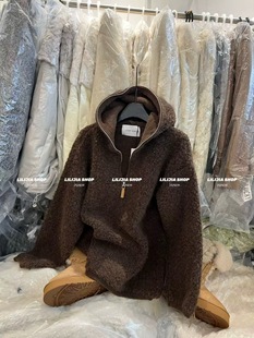 宽松慵懒风百搭外套潮 韩版 泡菜订制连帽羊羔毛外套女2025冬季 新款