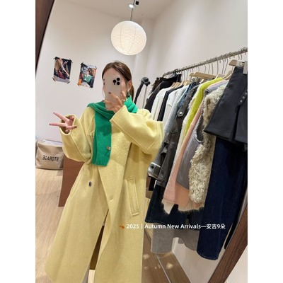 气质洋气100%羊毛宽松立领大衣女2025秋冬新款韩版显瘦长款外套潮