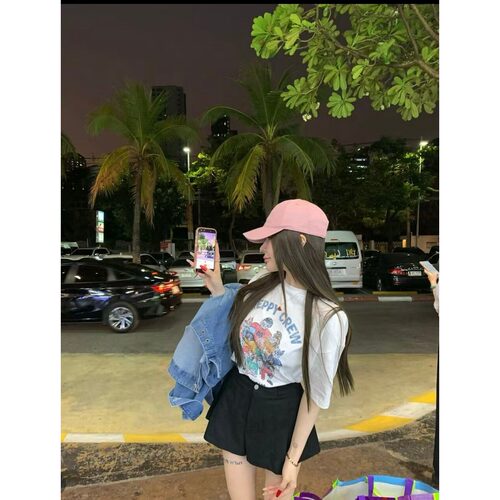 2026春季新款韩版宽松百搭卡通印花短袖T恤女简约时尚休闲上衣潮