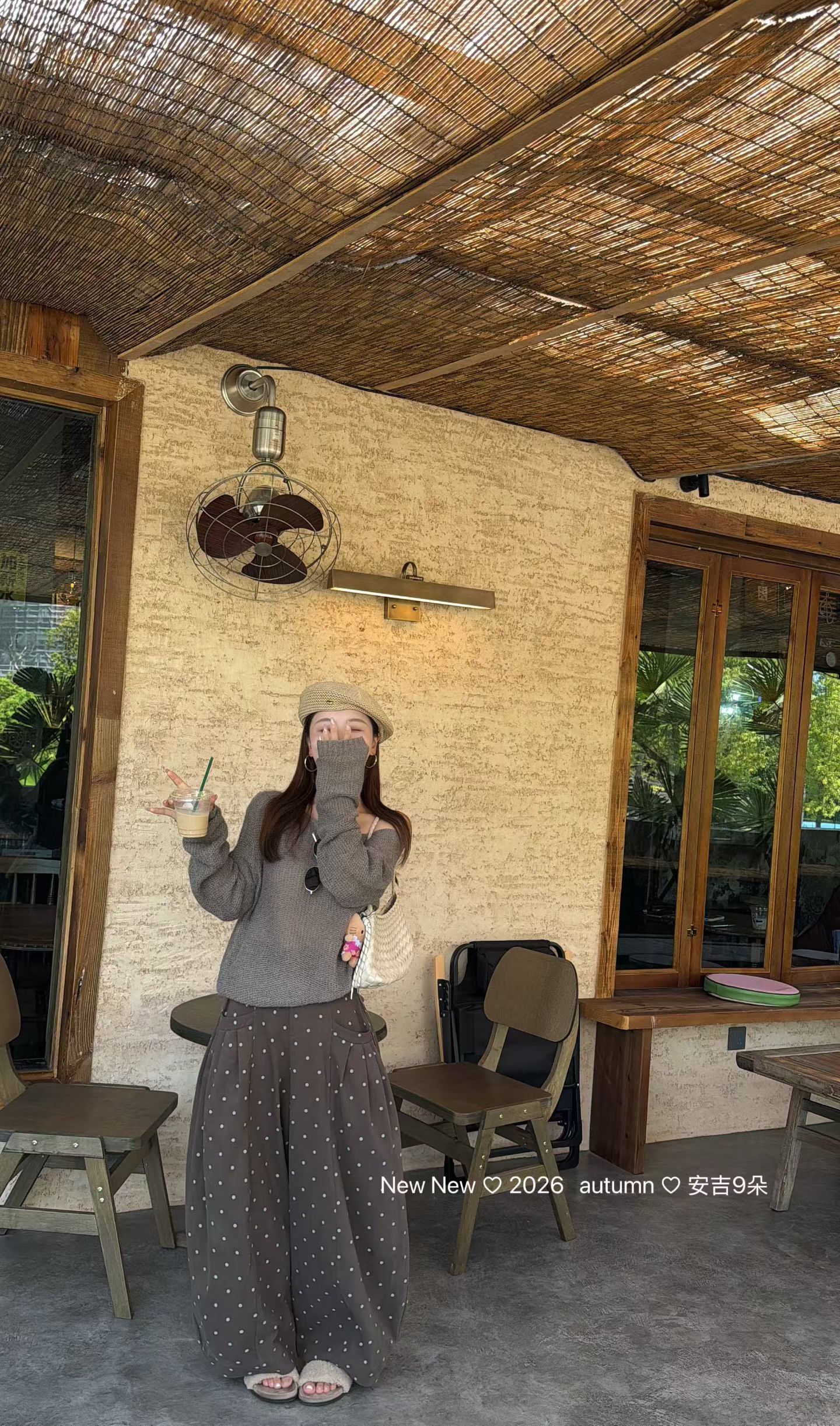 九月家 正品2026秋季新款韩版宽松百搭拉肩时尚纯色针织衫毛衣潮