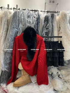 宽松翻边麻花针织衫 韩版 毛衣加厚外套上衣 新款 韩国东大门2025冬季