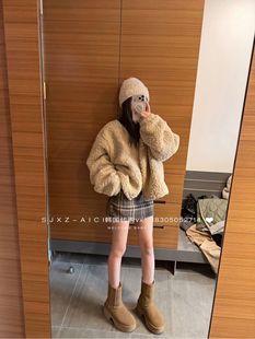 宽松百搭洋气加厚保暖羊羔毛短外套潮 韩版 韩国东大门2025冬季 新款