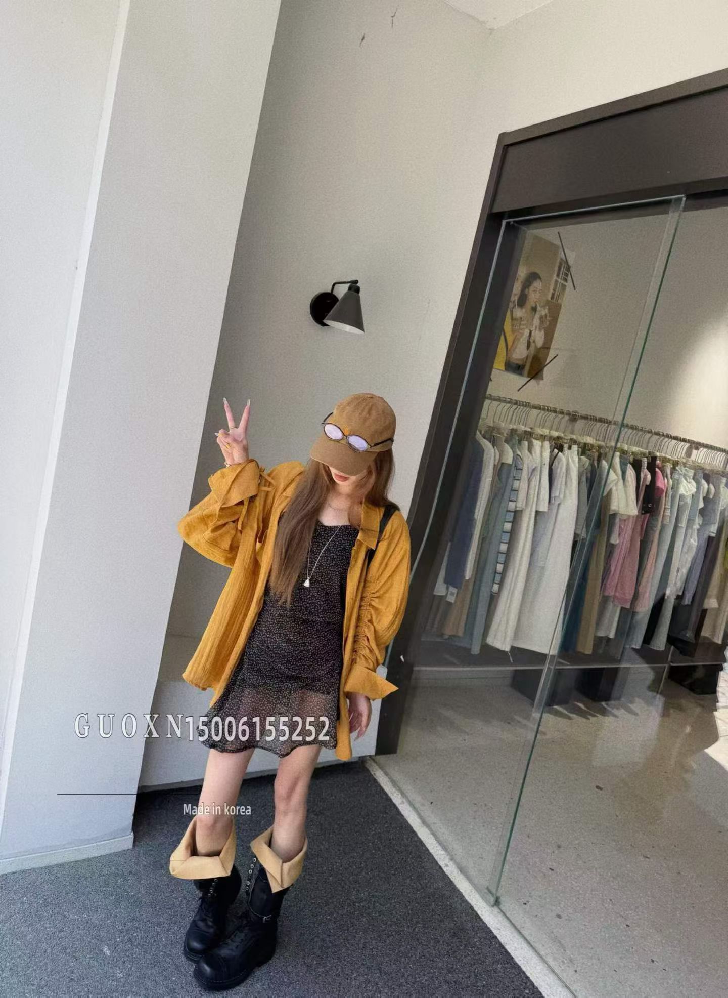正品实拍2026夏新款韩版时尚百搭显瘦翻领长袖衬衫+吊带连衣裙女