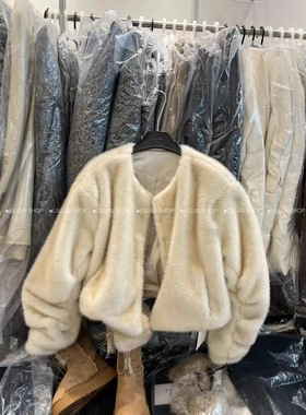 韩国东大门2025冬季新款韩版宽松圆领时尚皮毛一体短外套女水貂潮