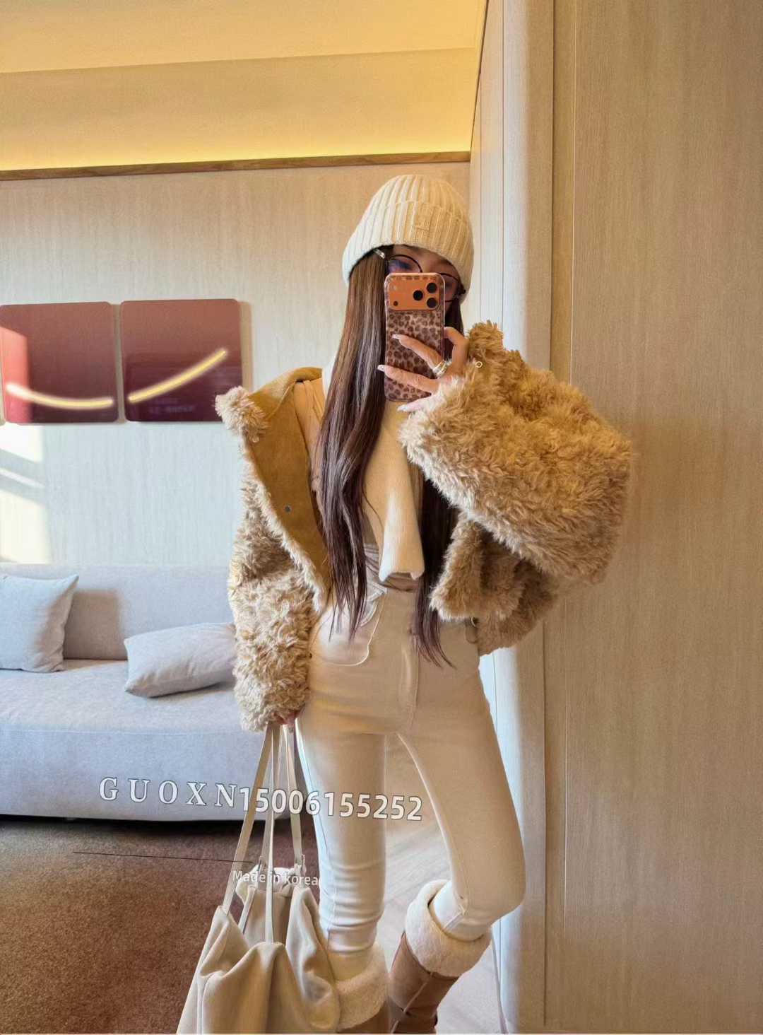 韩国东大门2025冬季新款韩版宽松休闲连帽长袖羊羔毛皮毛一体外套