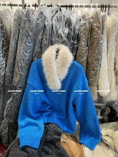 宽松圆领百搭真毛领围脖加厚保暖毛衣针织衫 韩版 上衣 新款 2025冬季