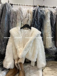 加厚保暖毛毛开衫 宽松显瘦大翻领仿山羊毛外套女短款 韩版 2025冬季