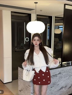 宽松甜美翻领羊毛兔毛新年款 韩版 加厚毛衣上衣潮ins 新款 2025冬季