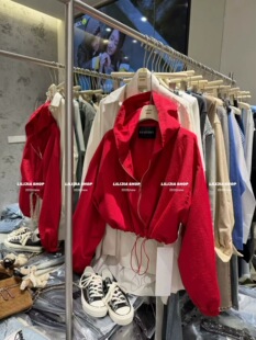 韩版 新款 宽松百搭休闲立领拉链风衣外套女下摆抽绳潮 2026春季 正品