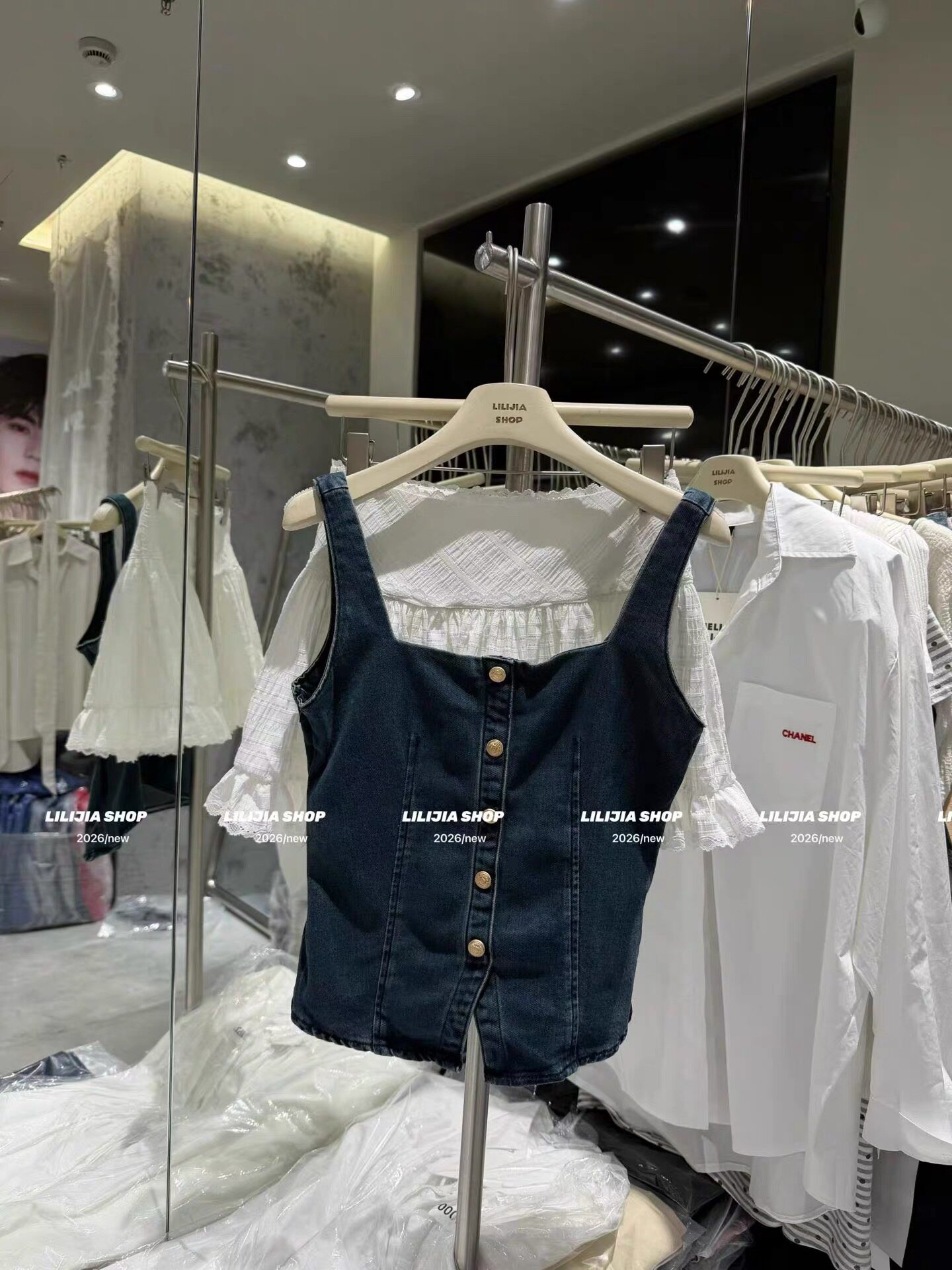 正品实拍夏季新款时尚百搭修身显瘦设计感小众牛仔背心吊带女上衣
