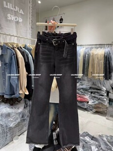 2026春夏新款韩版高腰显瘦显腿长微喇牛仔裤女百搭时尚休闲长裤子