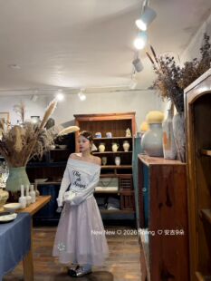 时尚 正品 实拍2026新款 韩版 松紧腰半身裙潮 百搭显瘦气质斜肩T恤女