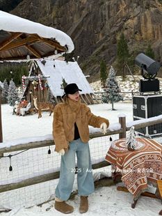 显瘦百搭毛毛上衣潮 韩版 泡菜订制100%真毛兔毛短外套2025冬季 新款