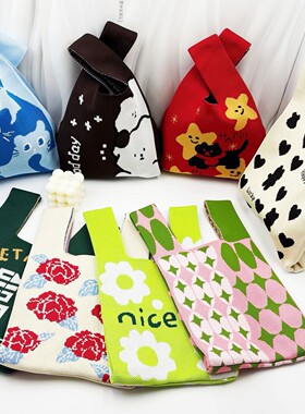 2025春季新款韩版针织手拎包日常百搭遛娃手腕包3.8节礼品鲜花袋