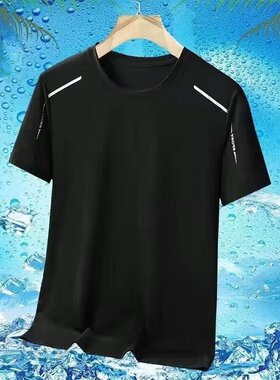 网眼短袖t恤男士夏季冰丝速干薄款便宜凉感透气半袖体恤
