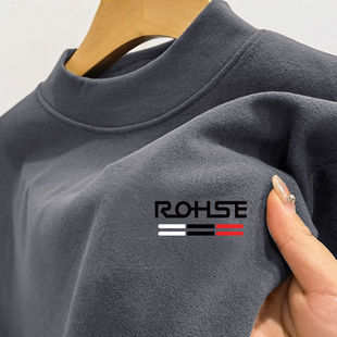 德绒长袖 男装 t恤秋冬加绒加厚保暖内衣 双面绒高领打底衫 男士