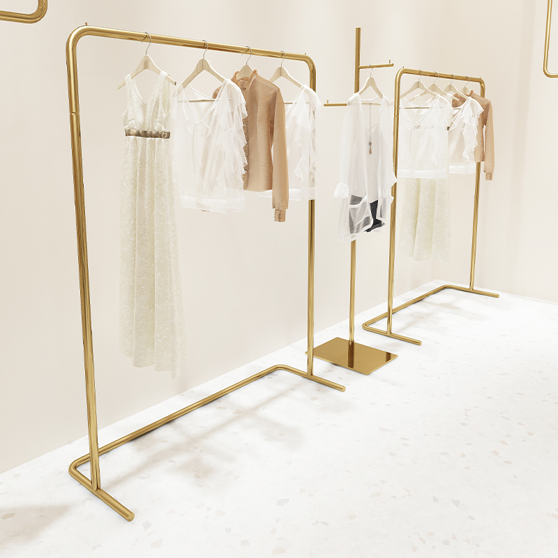 女装店展示架不锈钢电镀金钛中岛架服装店落地架现代简约衣服架子