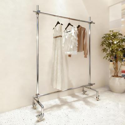可调节服装店展示架不锈钢落地带轮子陈列专用女装挂衣架移动货架