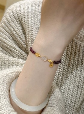 新中式轻奢石榴石冰透葫芦手链女