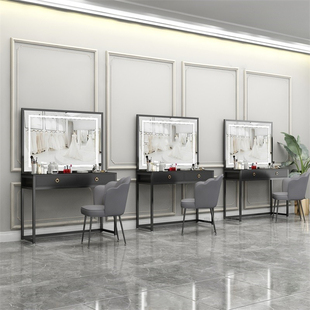 梳妆台黑色智能灯影楼专用化妆台婚纱店美容院化妆师专业化妆桌子