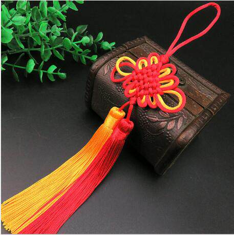 高档招财转运双色流苏小号红黄色中国结挂件特色礼品吉祥结挂饰