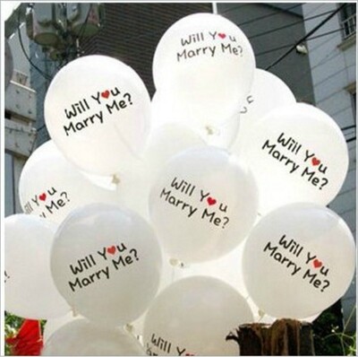 12寸求婚气球 marry me 嫁给我 婚庆装饰 情人节乳胶气球100只/包