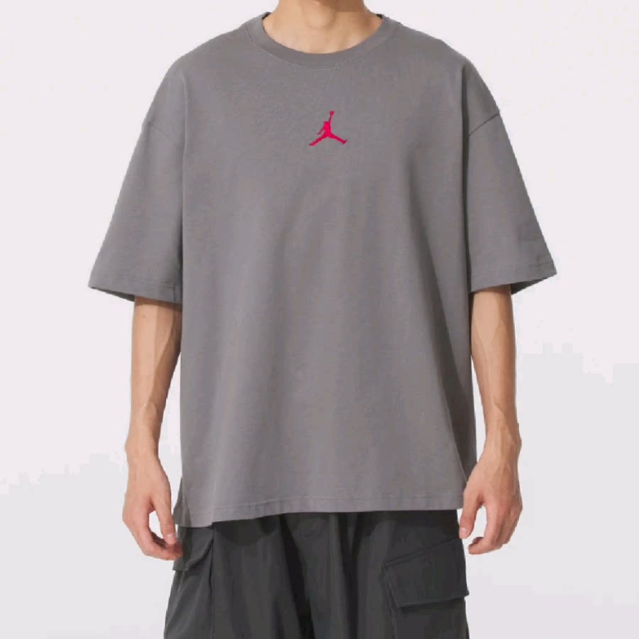 Jordan Oversize 休闲纯色舒适亲肤绵柔短袖T恤 男款 青灰色