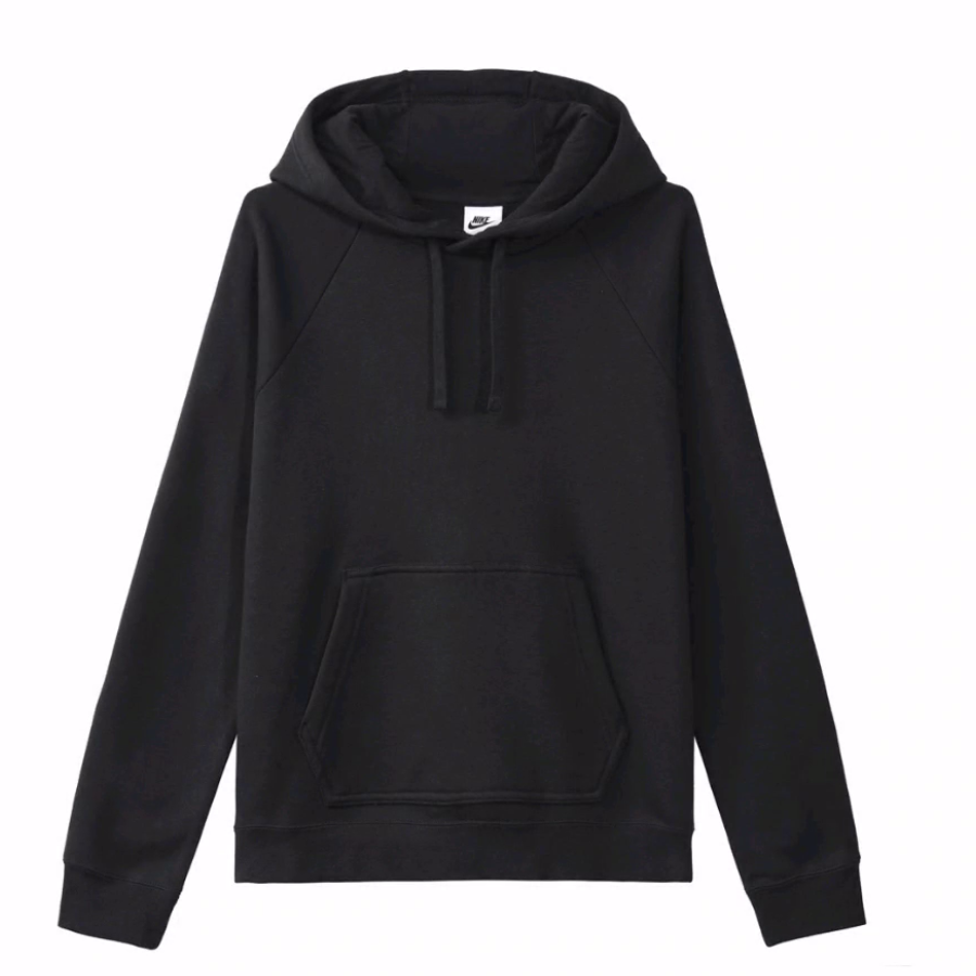Nike 纯色品牌Logo印花连帽长袖卫衣 女款 黑色
