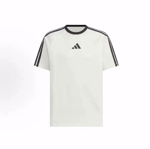 adidas 3-Stripes 品牌logo条纹宽松圆领套头插肩袖短袖T恤 男款