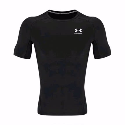 UA HeatGear Hyrox 透气简约 运动短袖吸湿 健身衣 男款 黑色