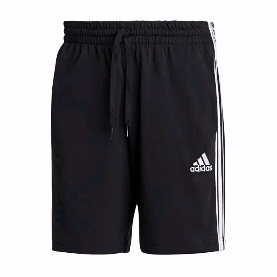adidas AEROREADY Logo印花条纹运动训练休闲短裤 男款 黑色