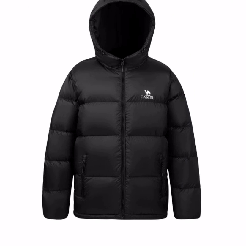 CAMEL骆驼  火山 暖绒系列 防风连帽保暖羽绒服M13CR07089H幻影黑
