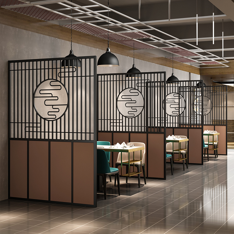 现代餐厅卡座屏风隔断围栏定制墙